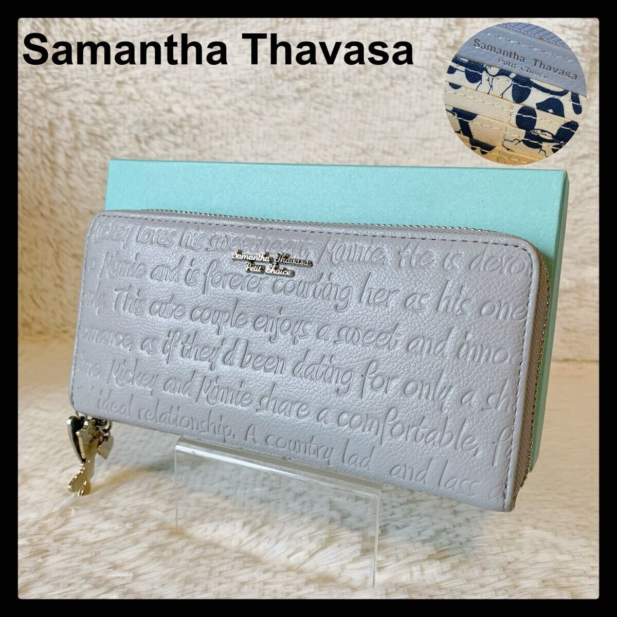 Samantha Thavasa Mickey 90th Anniversary Long Wallet Disney Smoky Grey Excellent