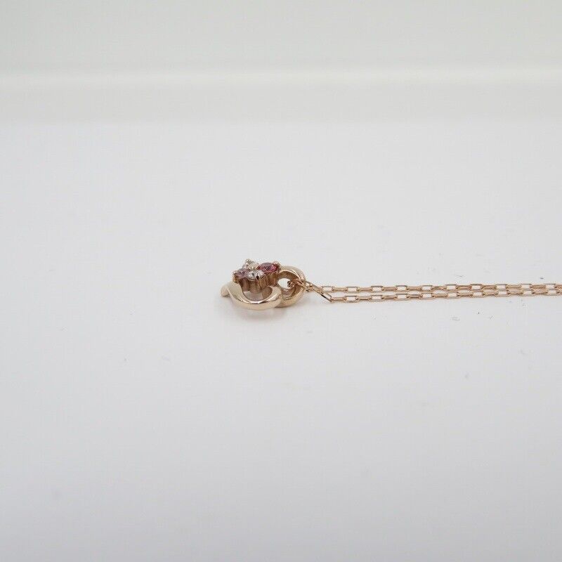 4 C Yondoshi K10 Pink Gold Heart Cubic Zirconia Necklace F129