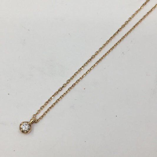 4 C Yondoshi K10Yg Single Diamond Necklace Gold