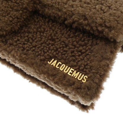 Jacquemus Size Os Le Bambidou Brushed Shearling Logo Plate Shoulder Bag Brown Wo