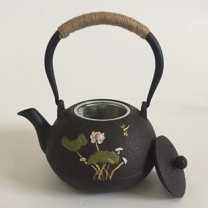 Iron Tea Pot Traditional Design Nambu Ironware IH Compatible With Tea Strainer