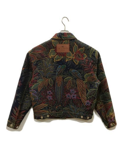 Etro Foliage Floral Jacquard Denim Jacket Etro 232 1S392 0108 Size M Excellent