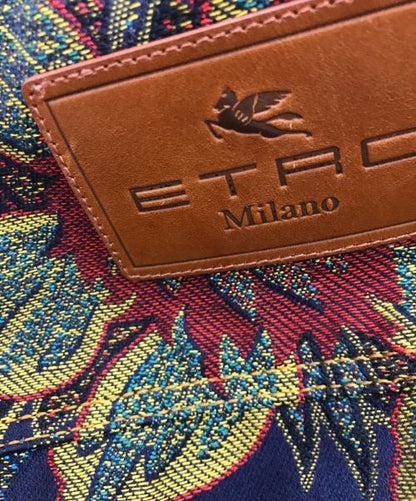 Etro Foliage Floral Jacquard Denim Jacket Etro 232 1S392 0108 Size M Excellent