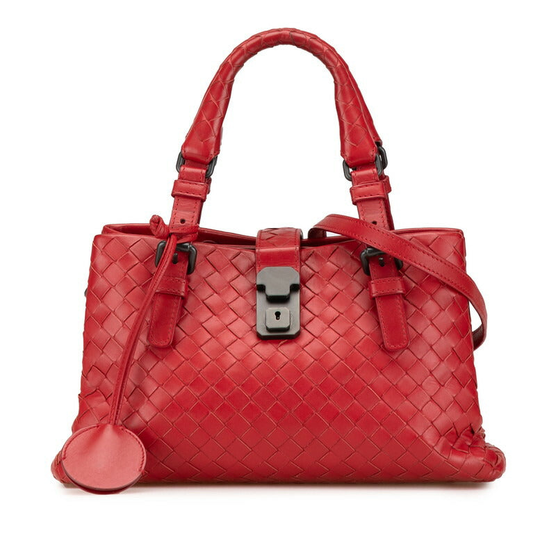 Bottega Veneta Intrecciato Handbag Shoulder Bag 2Way Red Leather Women's Bottega