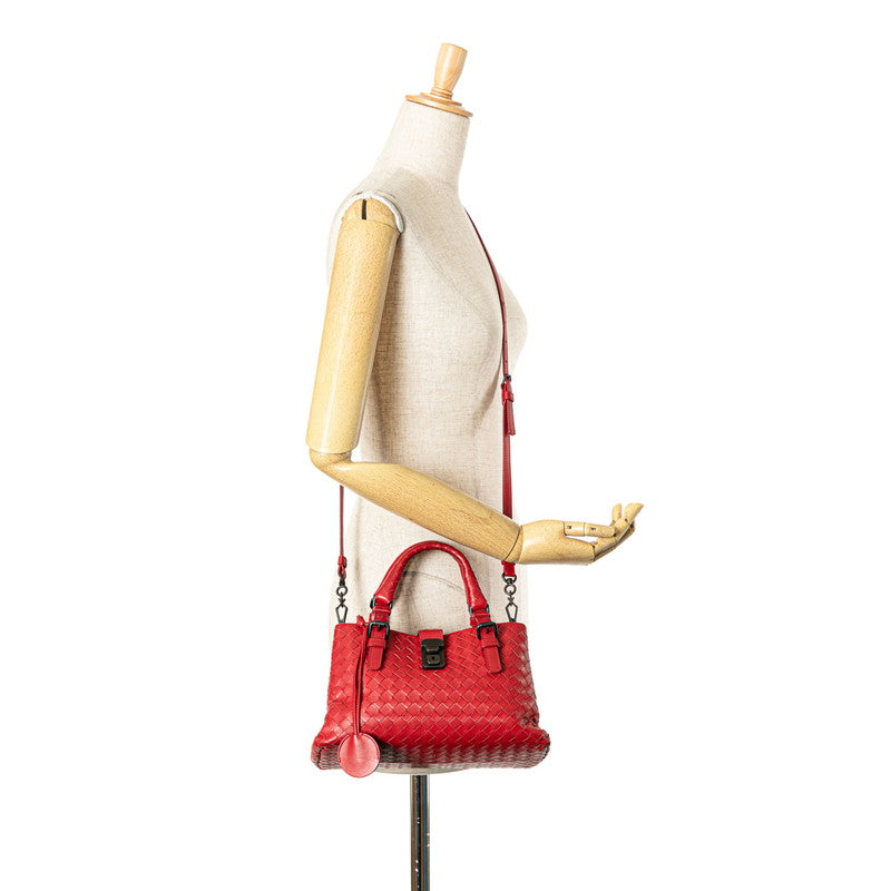 Bottega Veneta Intrecciato Handbag Shoulder Bag 2Way Red Leather Women's Bottega