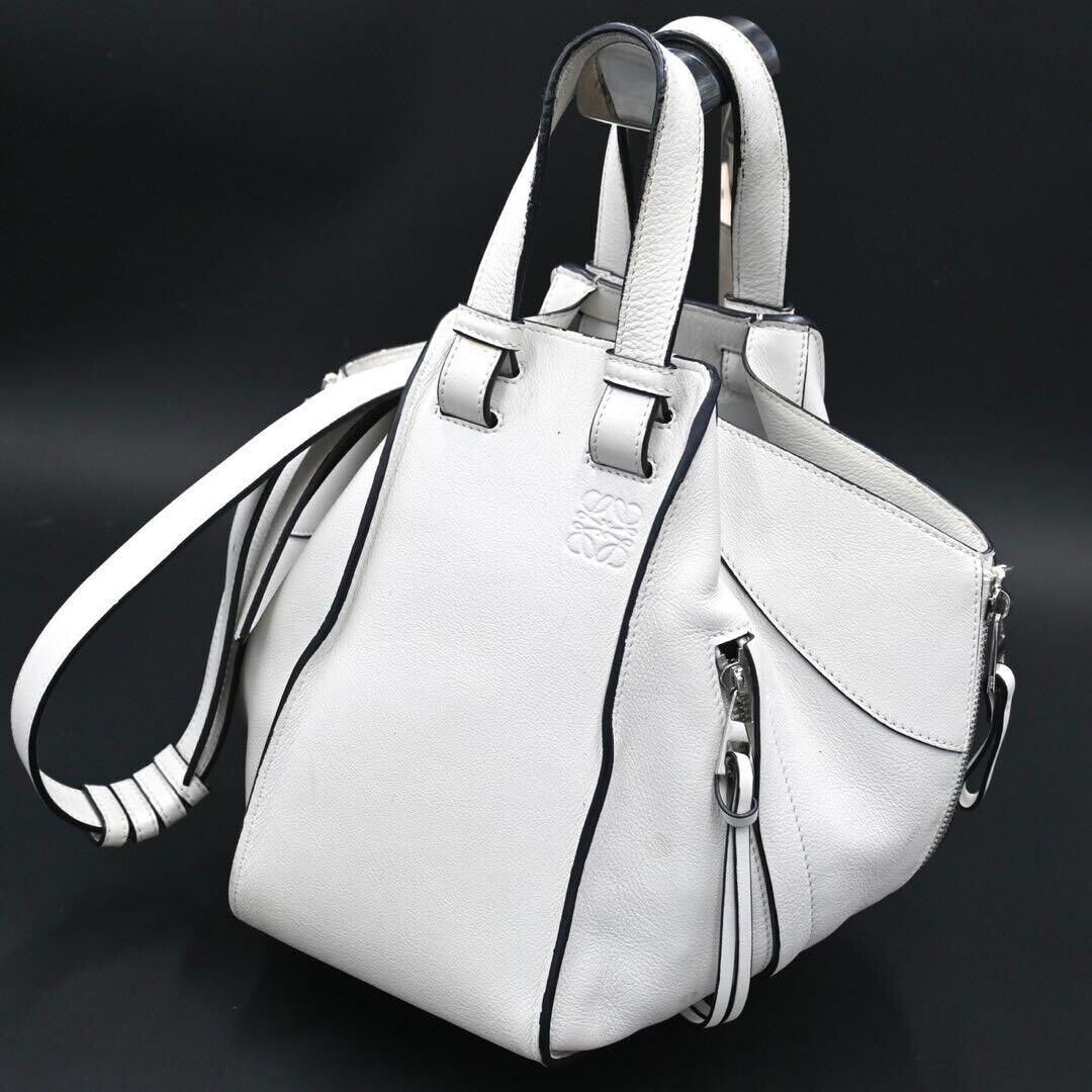 Loewe Hammock Small White Handbag Shoulder 2way Anagram Logo Women Excellent