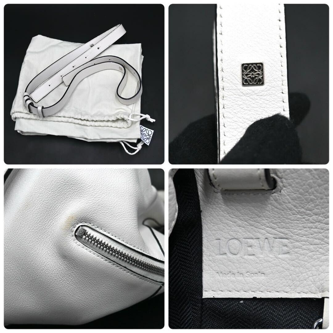 Loewe Hammock Small White Handbag Shoulder 2way Anagram Logo Women Excellent