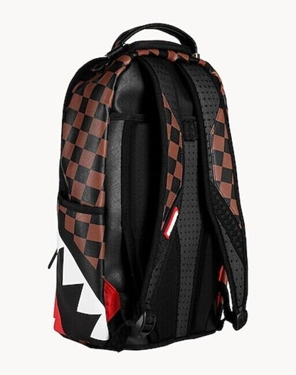 Sprayground Hangover Backpack PVC Plaid Pattern Brown Multicolor Zipper Closure