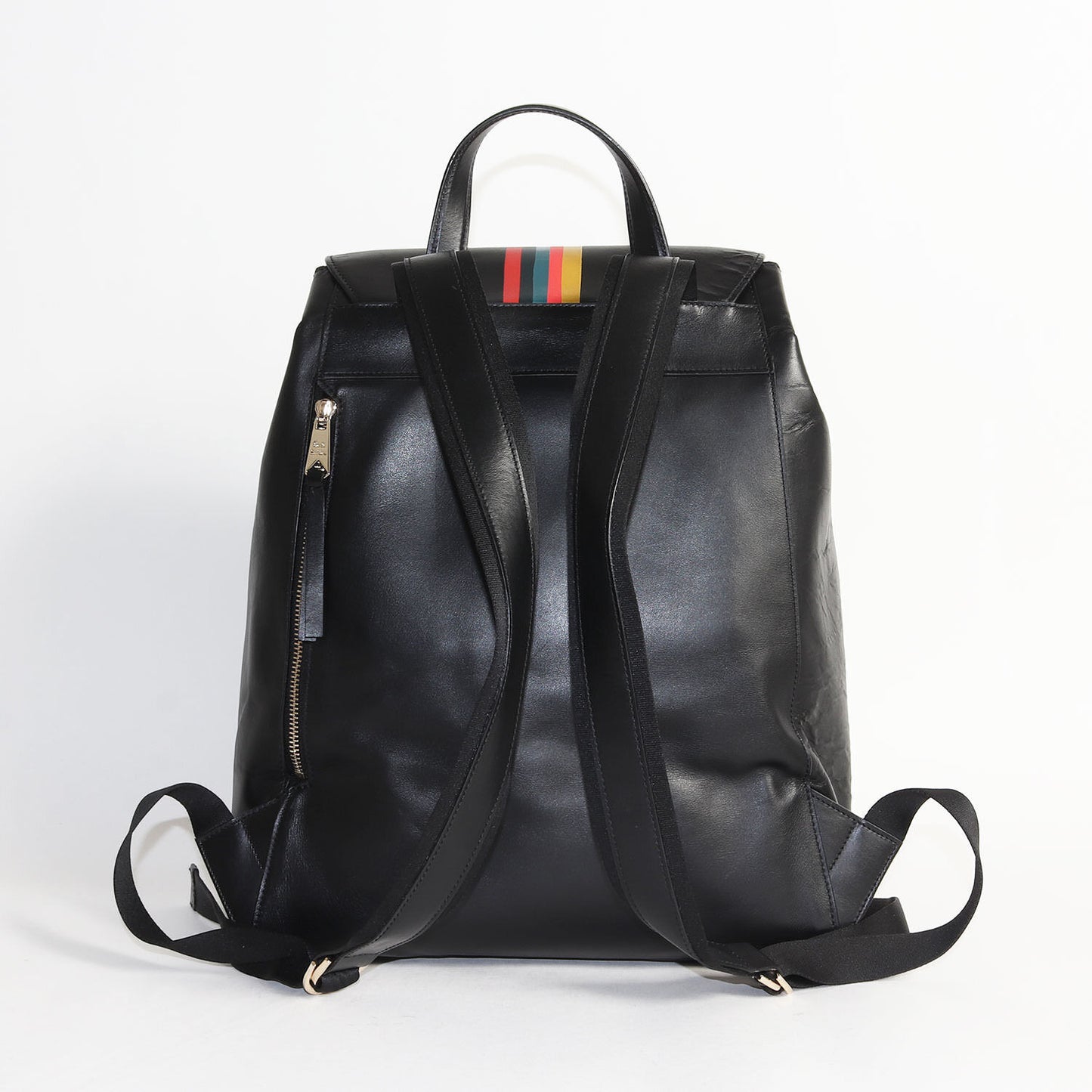 Paul Smith Painted Artist Striped Calf Leather Flap Backpack Large Black