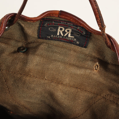 RRL Double R L Backpack 90s 3 Star Tag Leather Combination Canvas Military Khaki