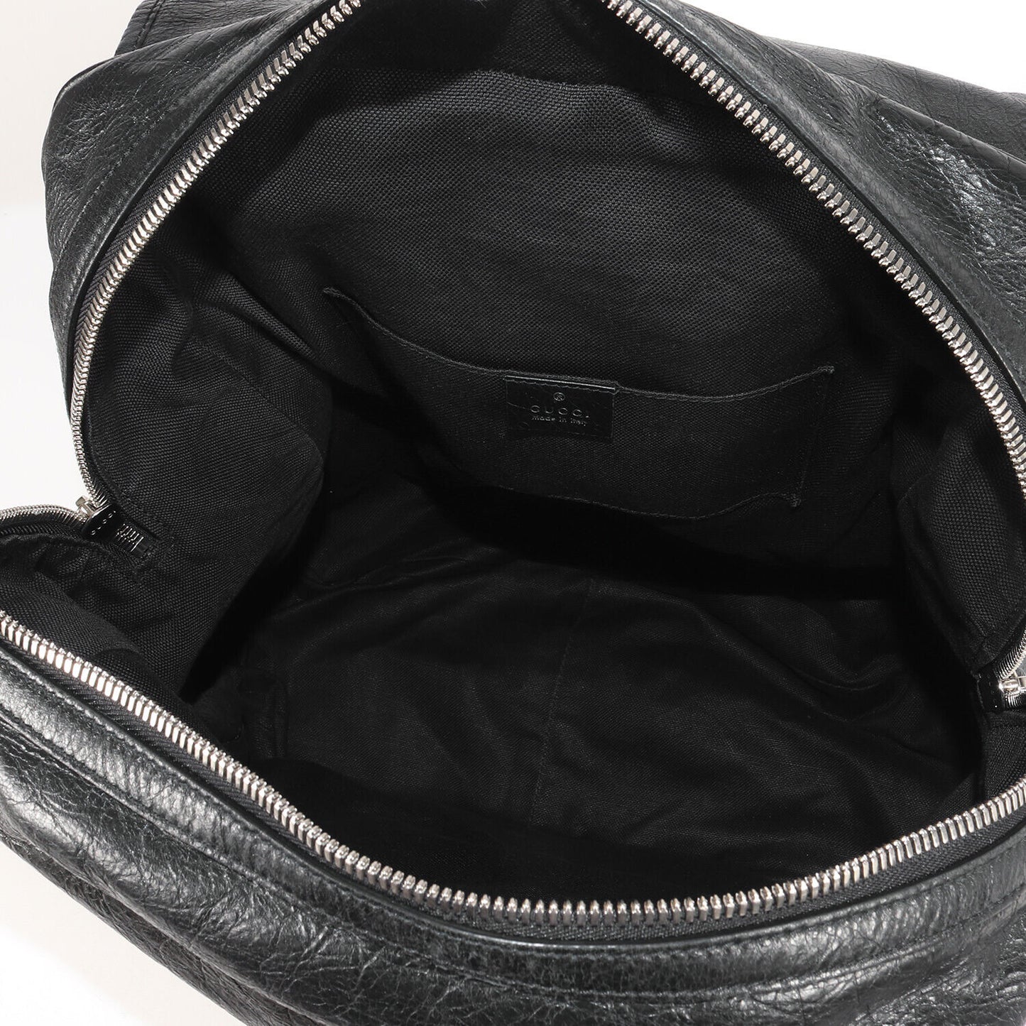 Gucci Backpack Interlocking G Magnetic Double Flap Leather 575823 493075 Black