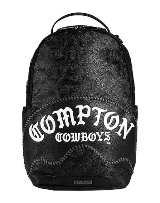 Sprayground Compton Backpack Mouth PVC Black Flower Logo Zipper Closure