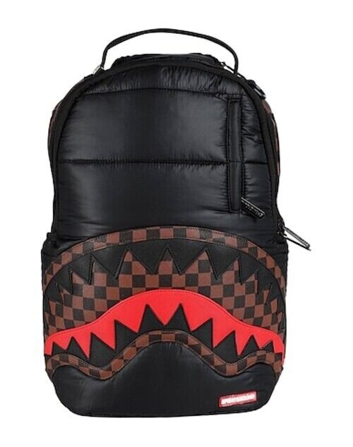 Sprayground SIP PUFFER N Backpack Polyester Black Brown Plaid Zipper Closure