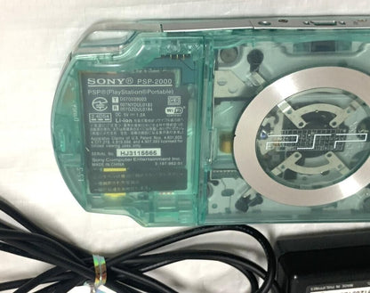 PSP 2000 Sony Ready to Play Set Custom Skeleton Clear Green Confirmed Operation