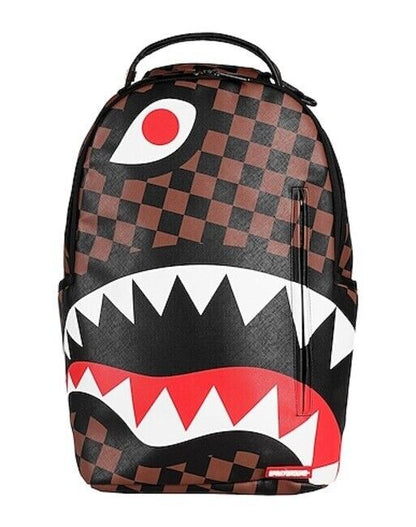 Sprayground Hangover Backpack PVC Plaid Pattern Brown Multicolor Zipper Closure