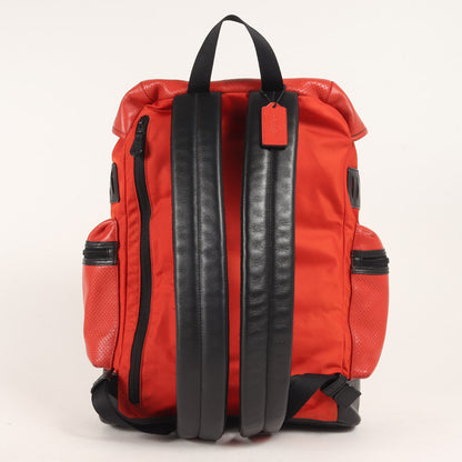 Coach Leather Nylon Combination Perforated Backpack F72018 Red