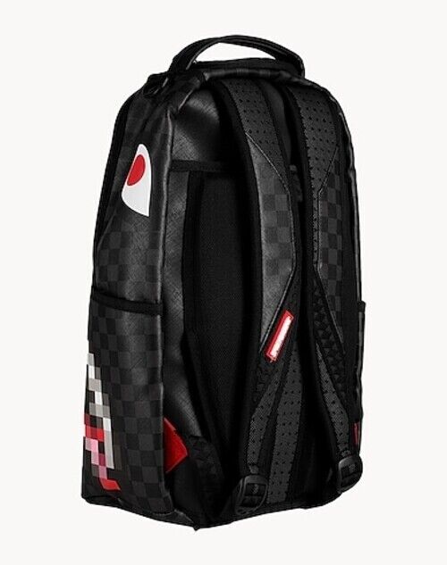 Sprayground Censored Backpack PVC Plaid Pattern Black Logo Zipper Closure