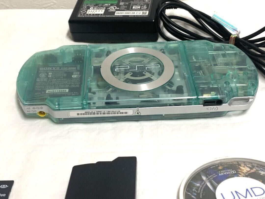 PSP 2000 Sony Ready to Play Set Custom Skeleton Clear Green Confirmed Operation