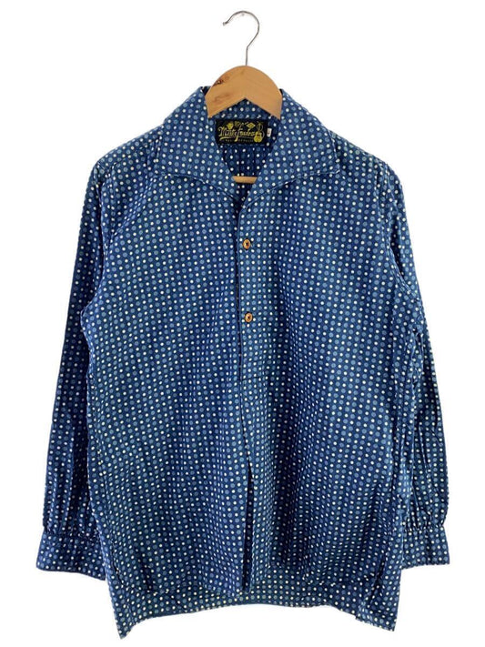 Mr Freedom Long Sleeve Shirt Men Size L Cotton Blue Dots Good Condition