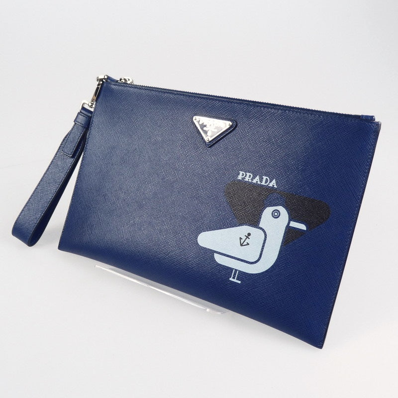 Prada Saffiano Leather 2NH005 Clutch Bag 2019SS Bird Good Condition