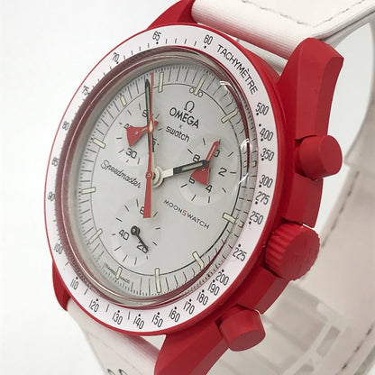 Omega Swatch Collaboration/Bioceramic Moonswatch Mission To Mars/Analog Quartz W