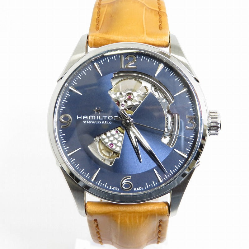 Hamilton Jazzmaster Open Heart H32705541 Analog Automatic Watch Blue Dial Camel