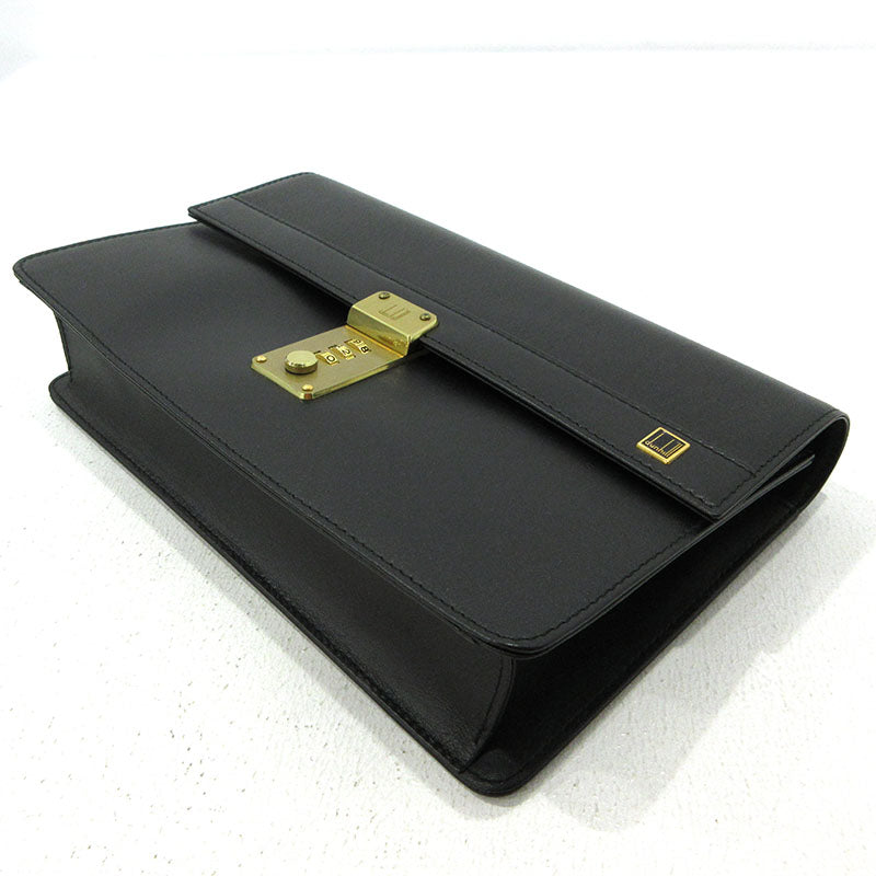 Dunhill Oxford Dial Lock Clutch Bag LG9290A Black Good Condition