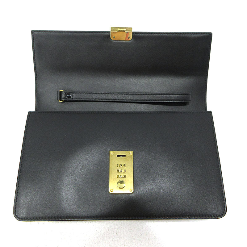 Dunhill Oxford Dial Lock Clutch Bag LG9290A Black Good Condition