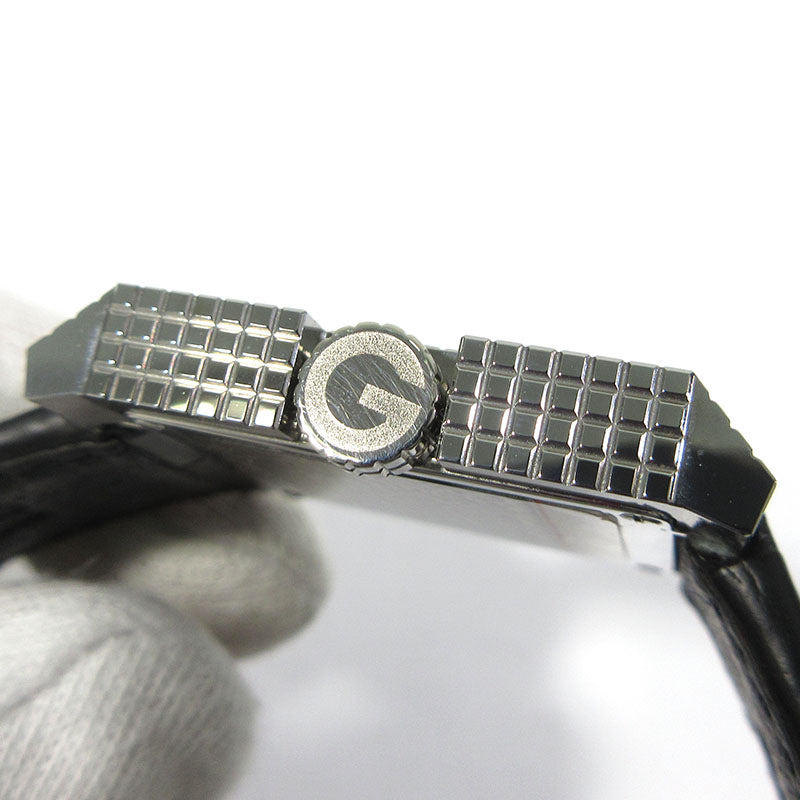 Gucci 7100M Black Dial Square Analog Quartz Watch Silver F135