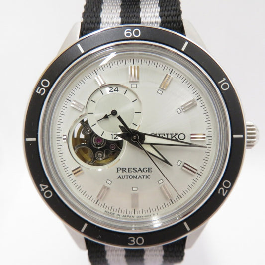 Seiko Presage Semi-Skeleton Analog Automatic Watch Sary189 White Dial Black Gray