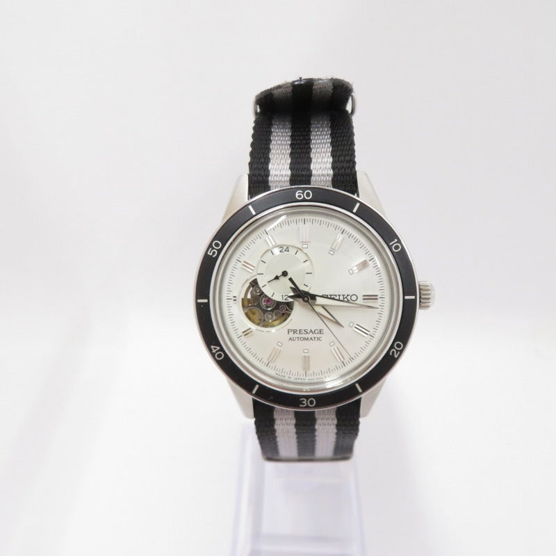 Seiko Presage Semi-Skeleton Analog Automatic Watch Sary189 White Dial Black Gray