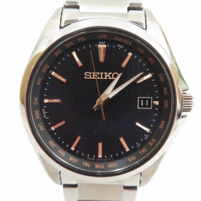 Seiko Selection Sbtm287 Analog Radio Solar Watch Black Dial Silver Belt F131