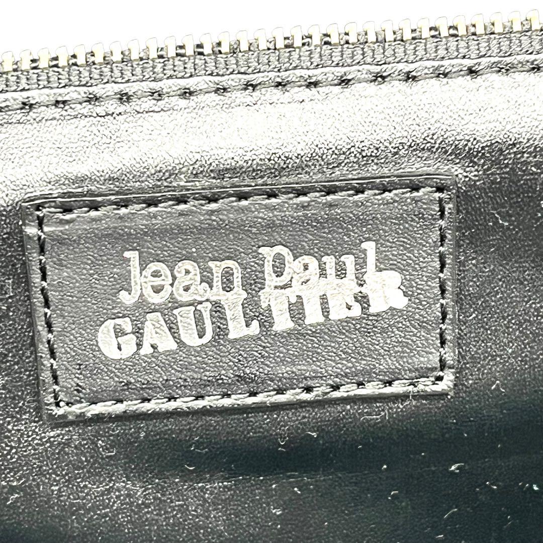 Jean Paul Gaultier Metal Plate Business Bag Black Leather A4 Size Storage Rare